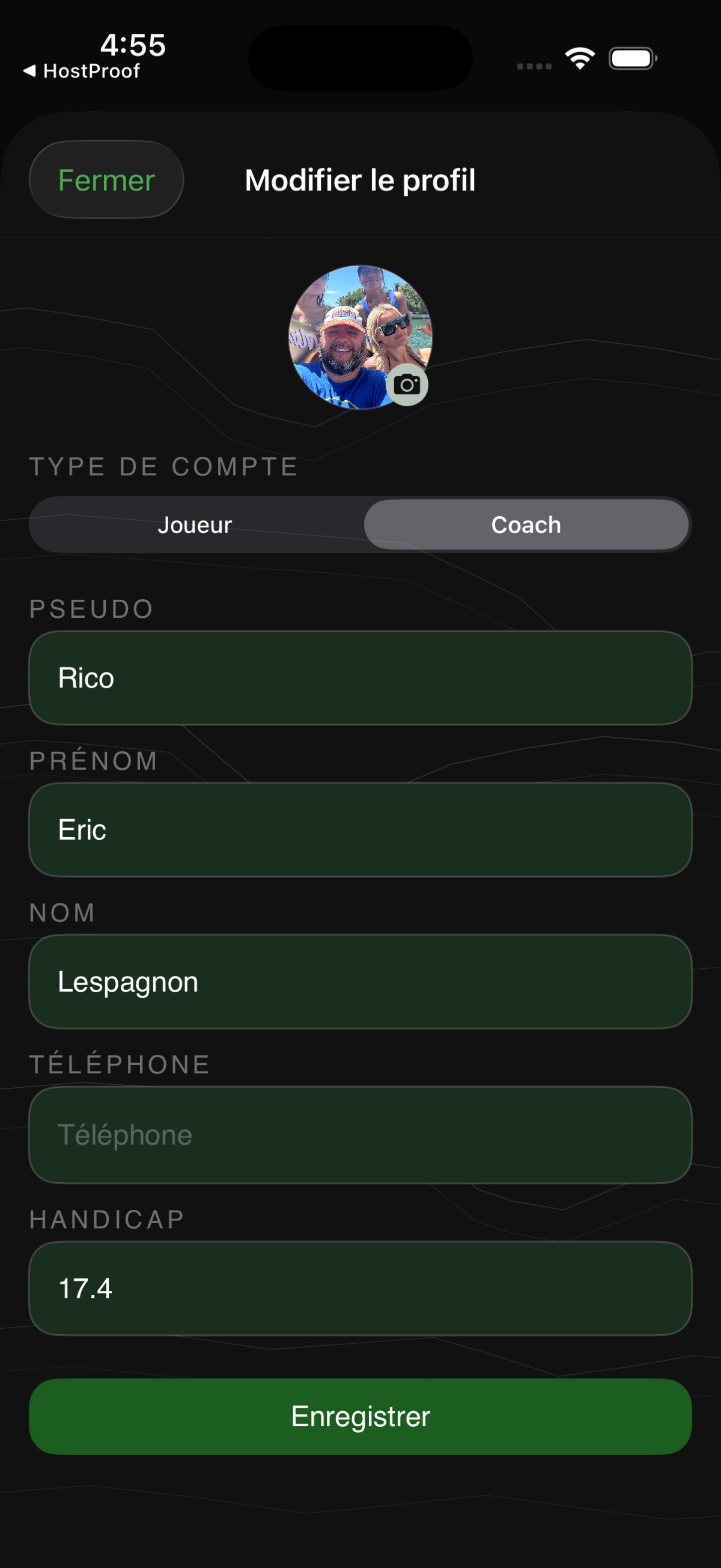 Édition profil